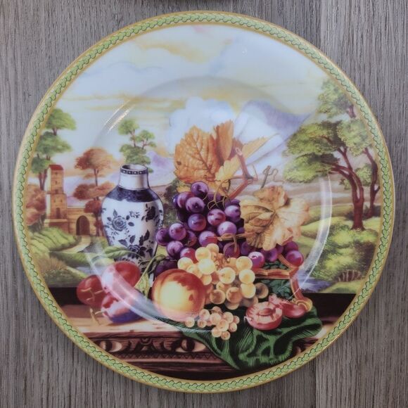 French Home De Limoges France 4 Porcelain Plates with Fruits - Picture 5 of 10